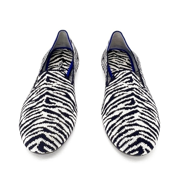 Rothy’s The Almond Loafer Zebra Print Navy Blue & White Size 10.5 EUC - Picture 2 of 12